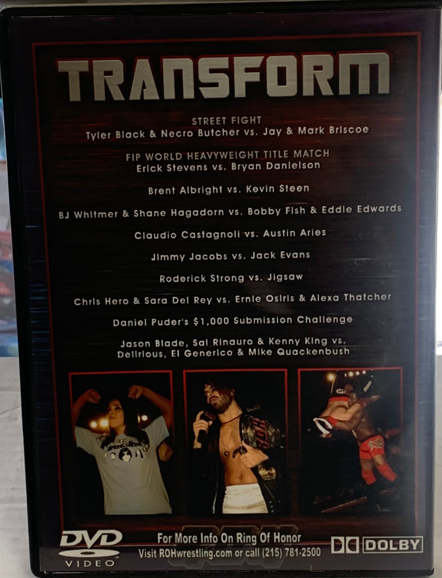 ROH Ring of Honor DVD “Transform” 1/12/08 (Tyler Black, Briscoes, Danielson & so much more)