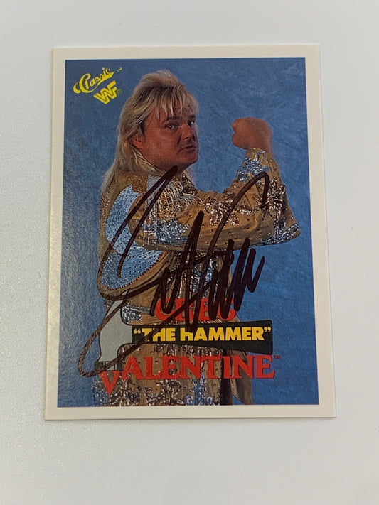 Greg “The Hammer” Valentine 1990 WWE Classic SIGNED Card COA