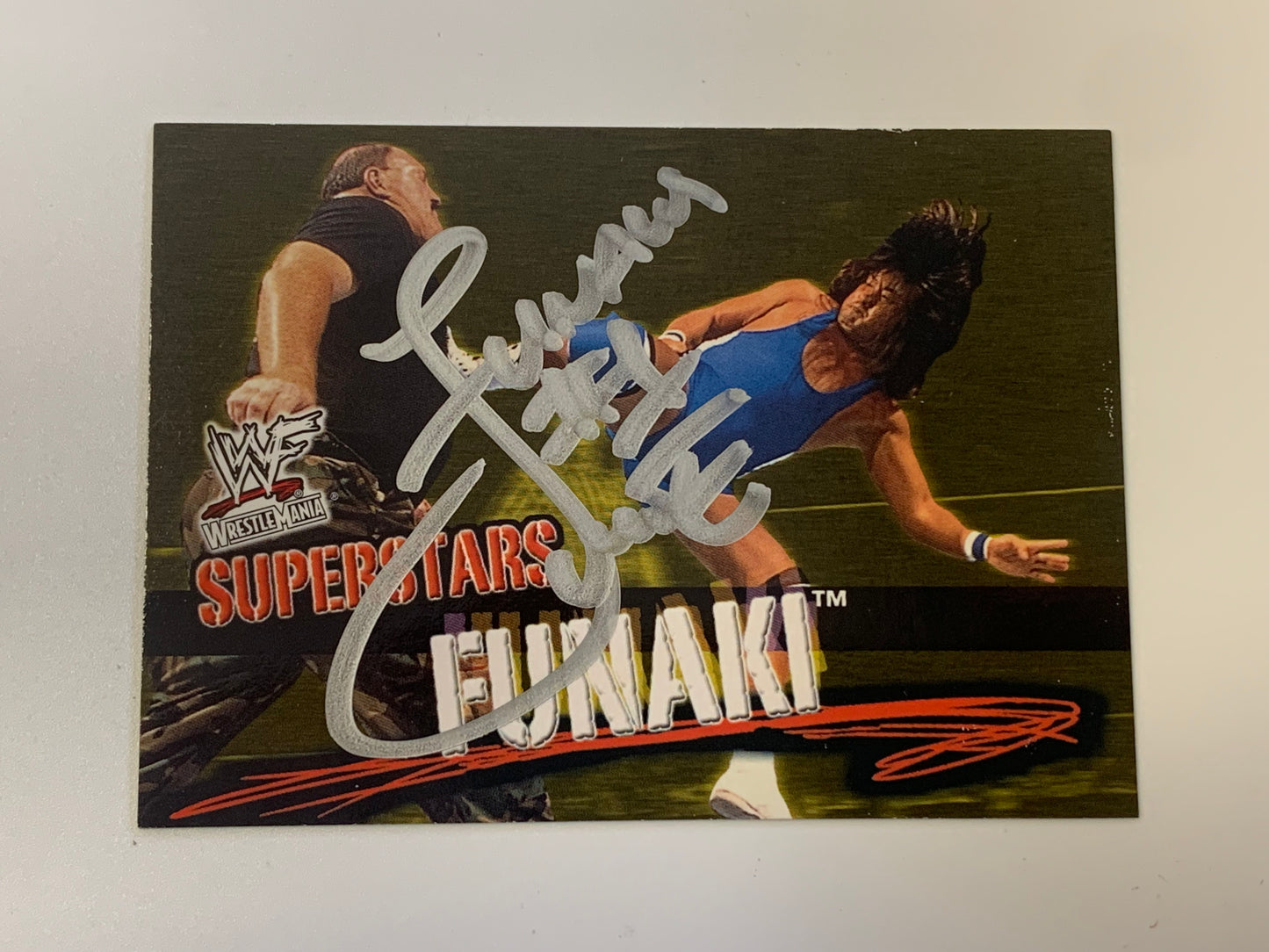 Funaki SIGNED 2001 WWE Fleer COA