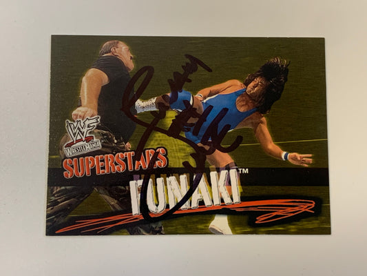 Funaki SIGNED 2001 WWE Fleer COA
