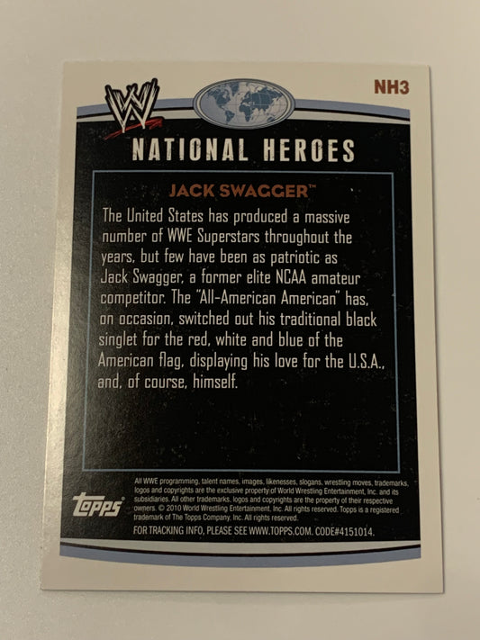 Jack Swagger SIGNED 2010 WWE Topps National Heroes COA