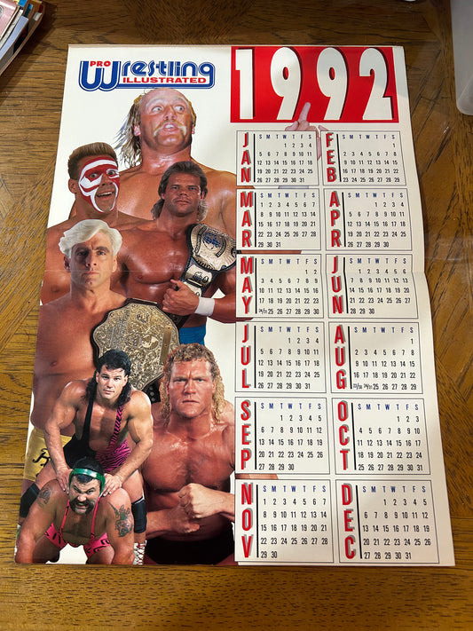 PWI Magazine Pro Wrestling Illustrated 1992 Calendar Poster (Hulk Hogan, Sting, Flair & more)