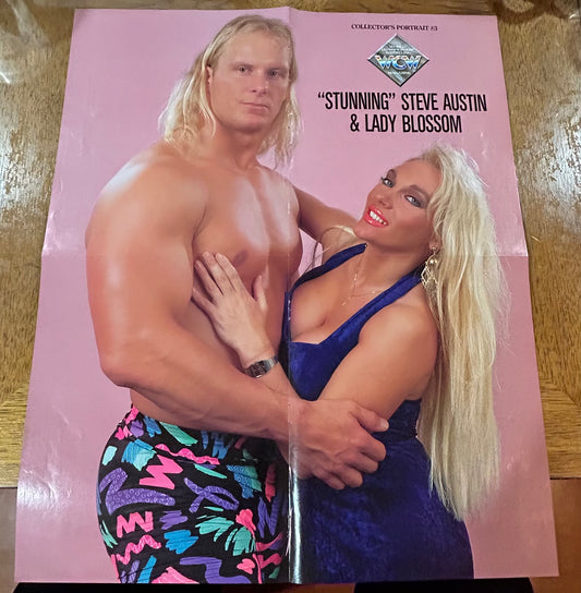 Stunning Steve Austin & Lady Blossom HUGE Full Color WCW Poster