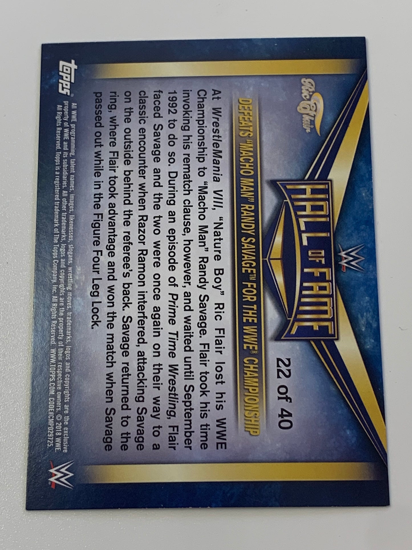 Ric Flair 2018 WWE Topps “Hall of Fame” Insert Card