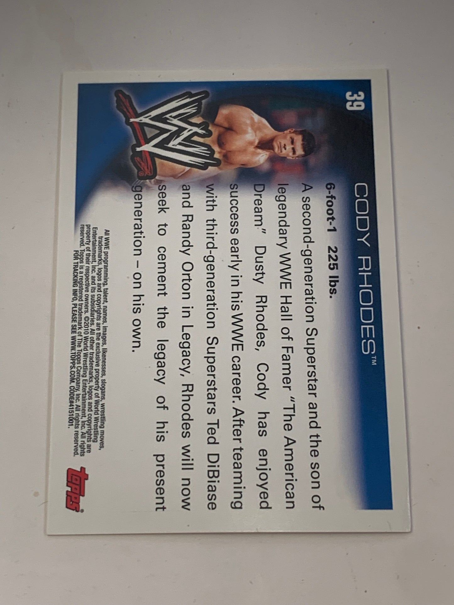 Cody Rhodes 2010 WWE Topps Card