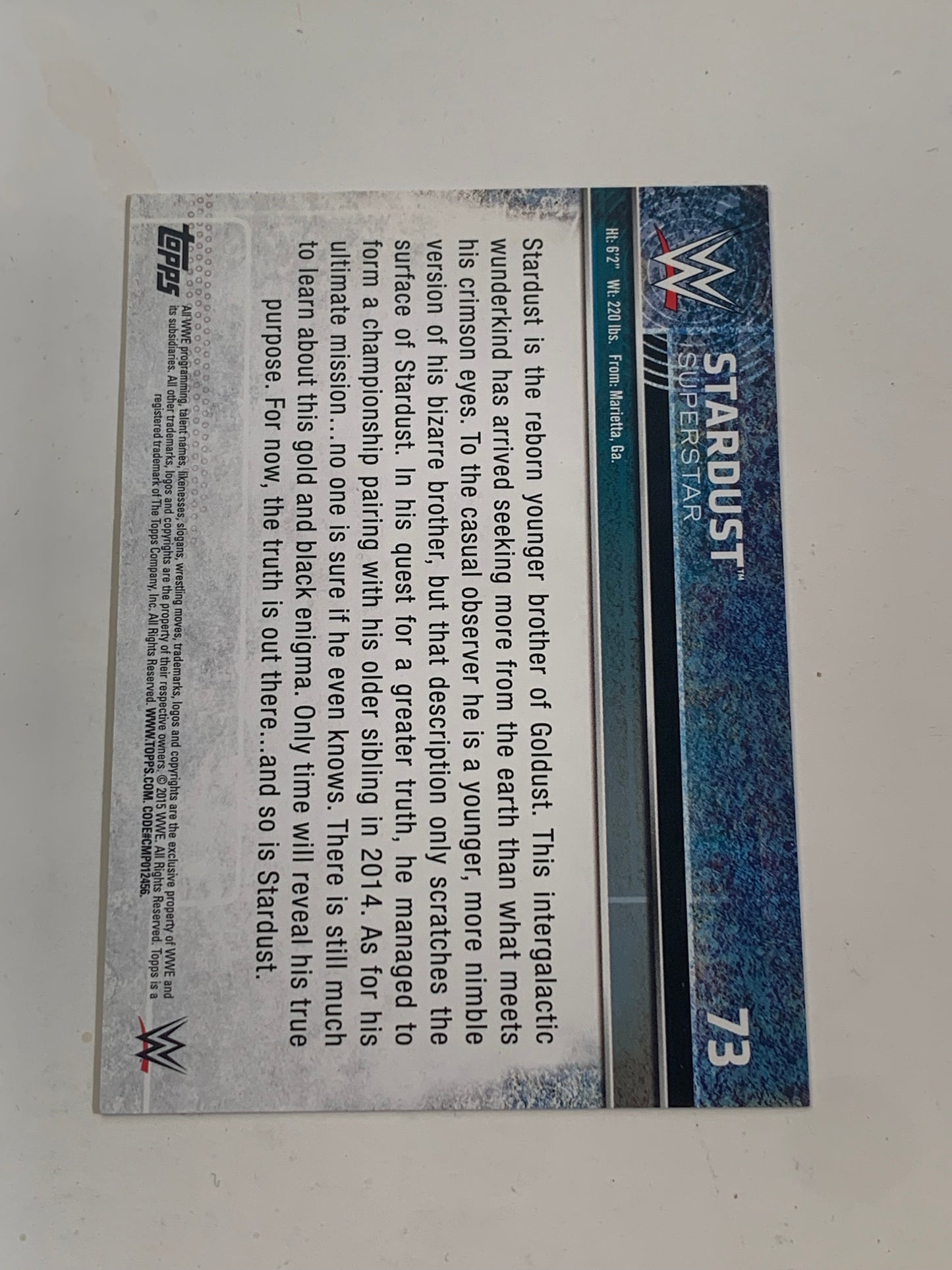 Stardust aka Cody Rhodes 2015 WWE Topps Card