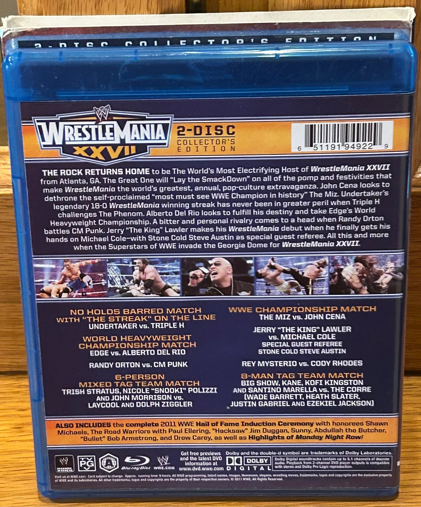 WWE Wrestlemania 27 Blue-ray (2-Disc Collector’s Edition) The Rock, Cena, Undertaker & so many more)