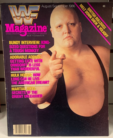 WWF WWE Magazine Aug/Sept 1986 KING KONG BUNDY (Classic Cover)!!!
