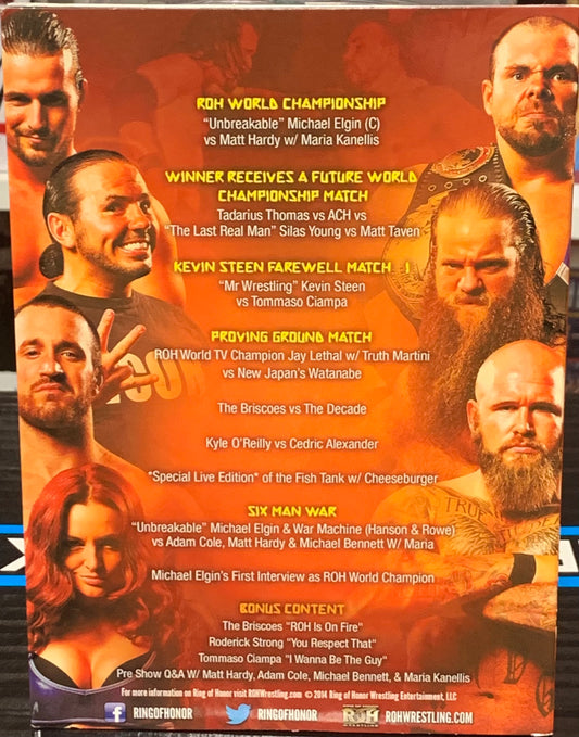ROH Ring of Honor DVD “Aftershock” 7/12/2014 (Matt Hardy, Steen, Ciampa, Briscoes)