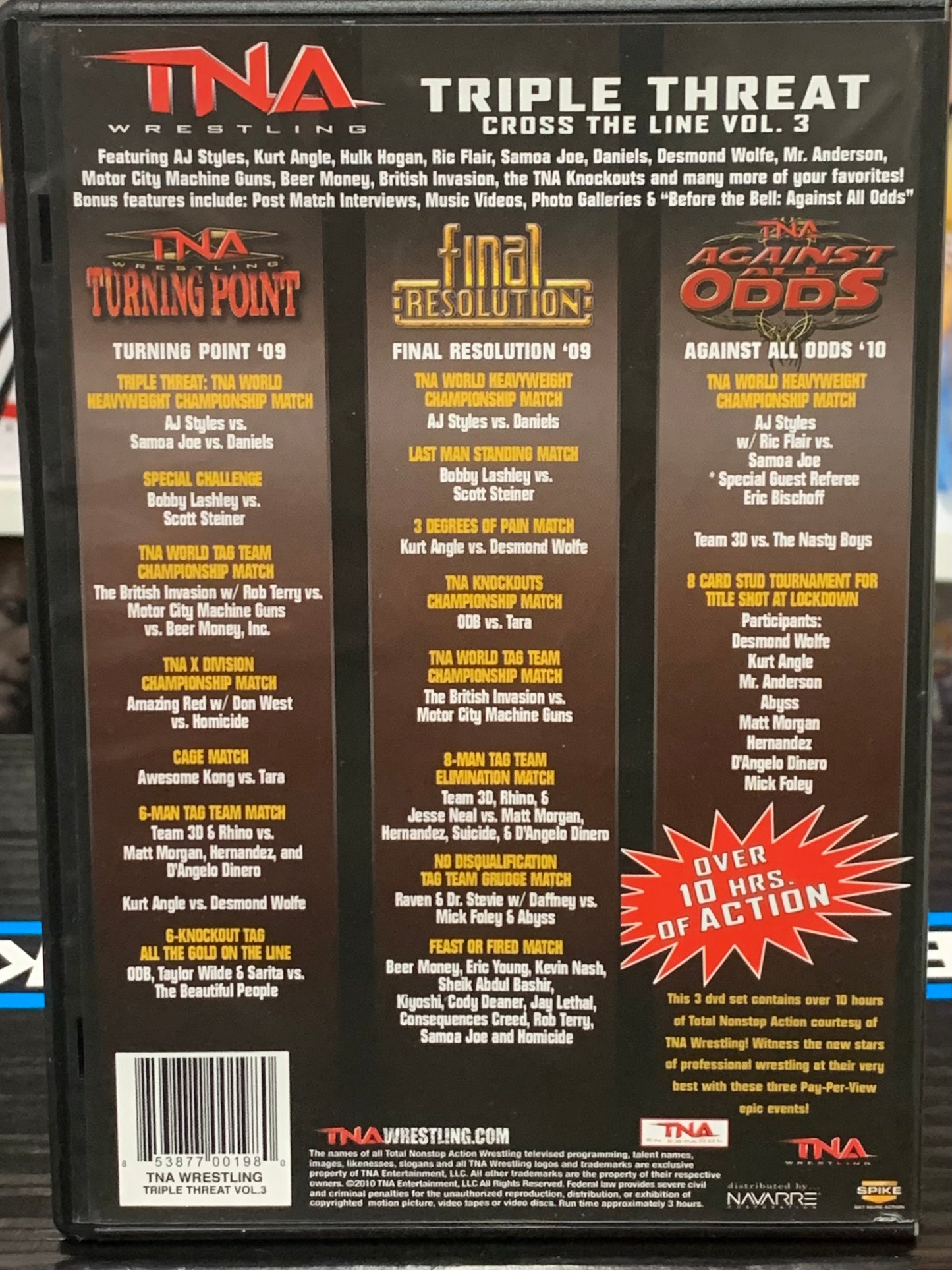 TNA Triple Threat DVD Turning Point 2009 Final Resolution 2009 Against All Odds 2010