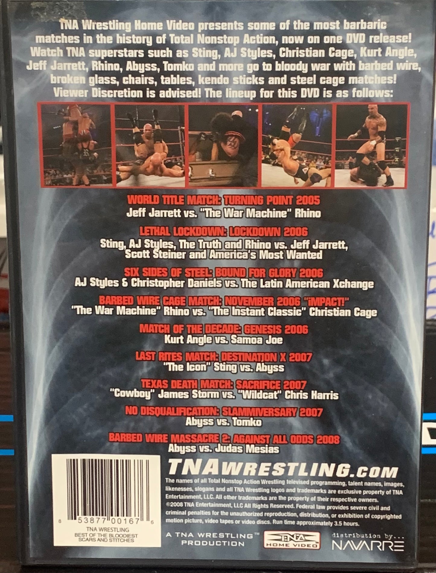 TNA DVD “Best of The Bloodiest Brawls, Scars and Stitches” (Jarrett, Rhino, AJ Styles, Angle)