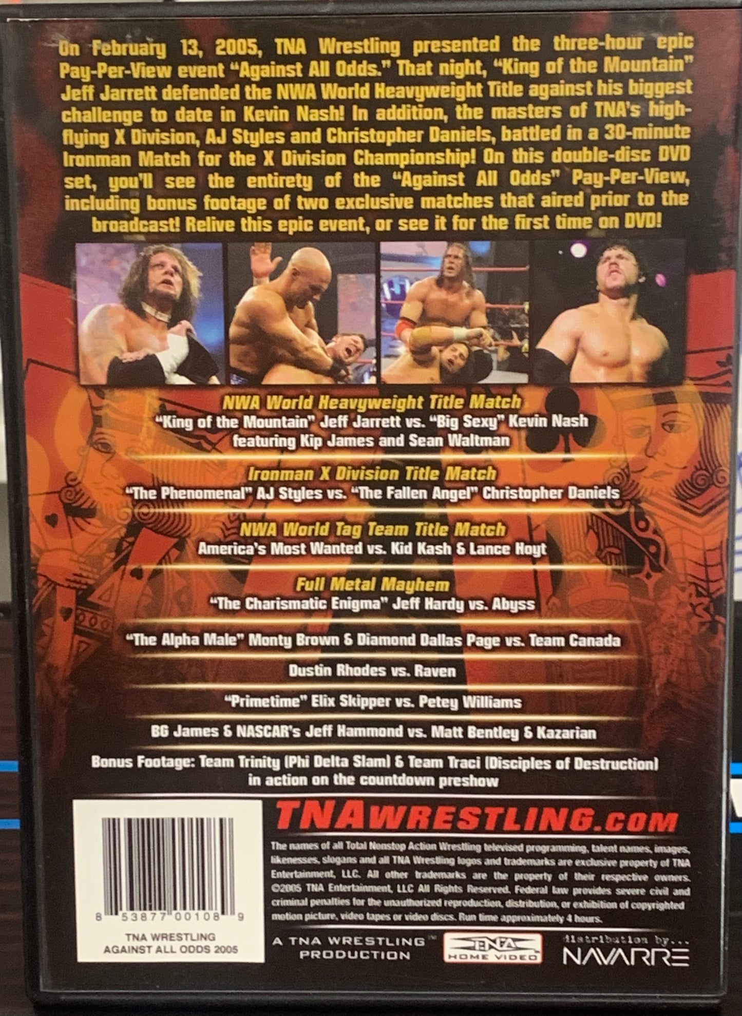 TNA DVD Against All Odd 2005” (2-Disc Set) AJ Styles, Jeff Hardy, Jarrett, Nash)