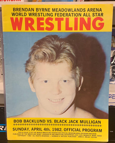 WWWF Official Program 4/4/1982 Meadowlands Arena (BOB BACKLUND)