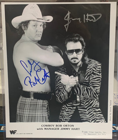 Cowboy Bob Orton & Jimmy Hart Dual Signed 8x10 Classic Photo (Comes w/COA)