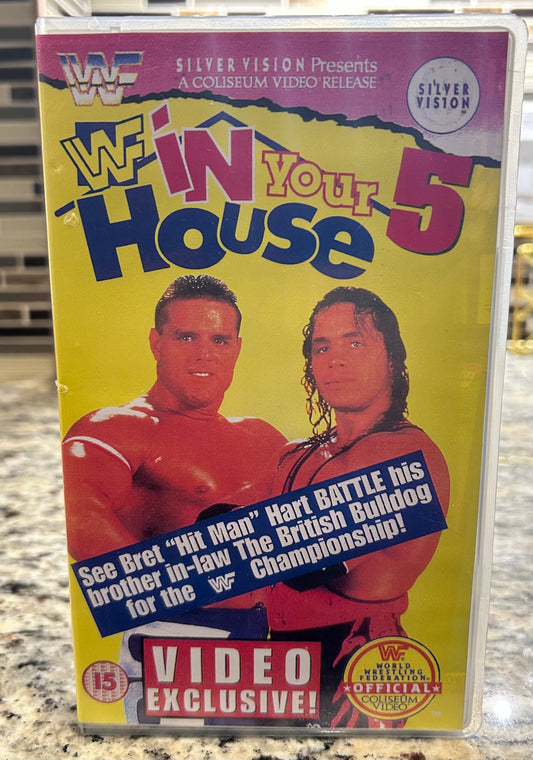 WWF WWE In Your House 5 Official VHS (Bret Hart, British Bulldog, Razor & more)