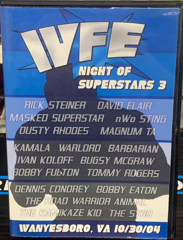 WFE Wrestling DVD “Night of Superstars 3” 10/30/2004 (Dusty Rhode, Kamala, Road Warrior Animal & so much more)