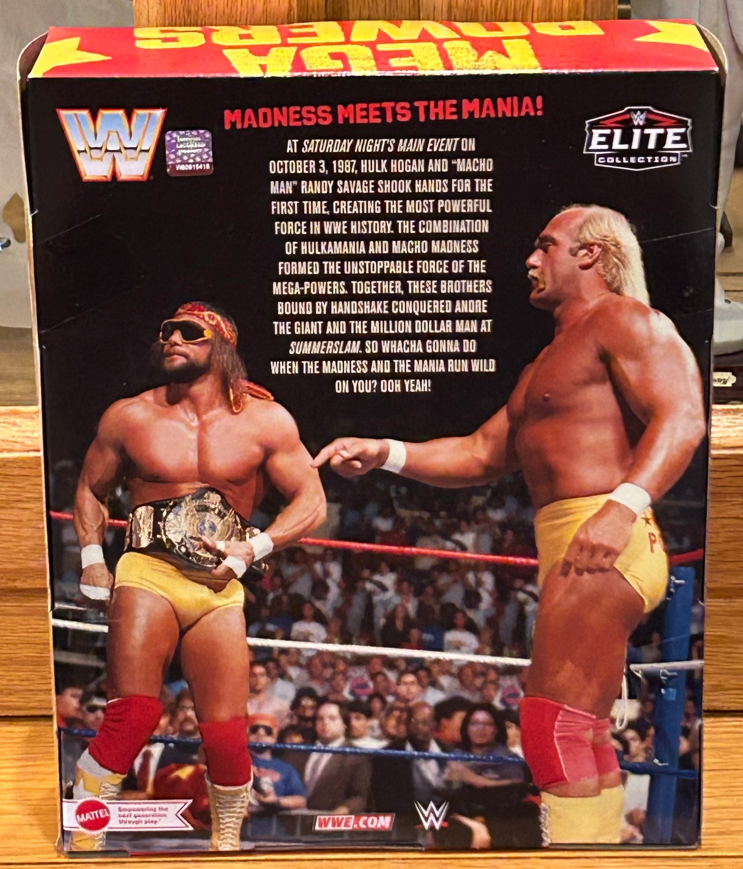 WWE Mega Powers (Hulk Hogan & Randy Savage) Elite Exclusive Action Figures (Sealed, Never Opened)