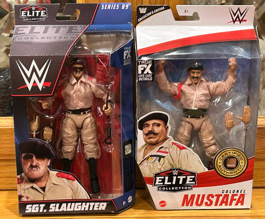 Sgt Slaughter & Colonel Mustafa WWE Mattel Elite Action Figures (Sealed, Never Opened)