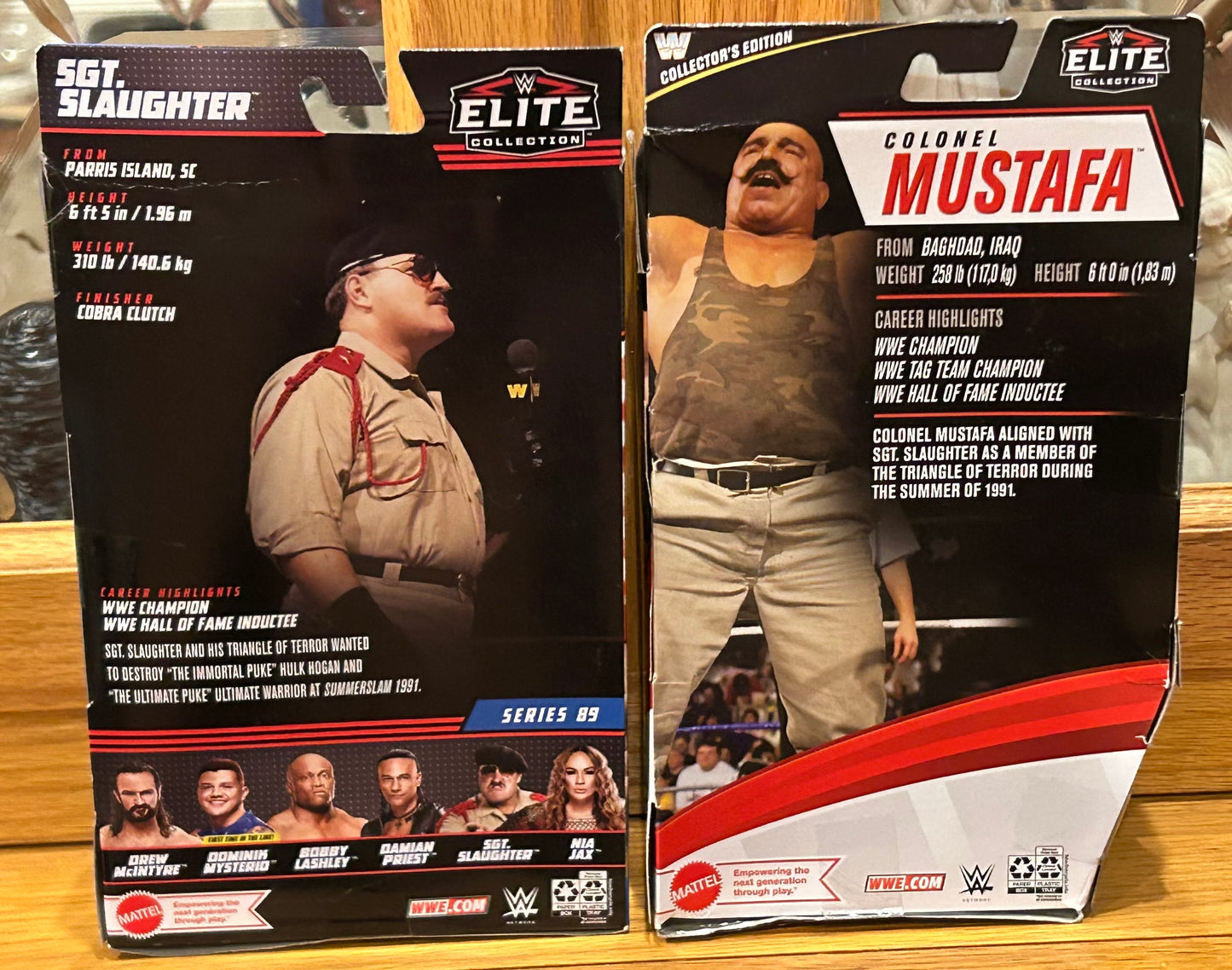 Sgt Slaughter & Colonel Mustafa WWE Mattel Elite Action Figures (Sealed, Never Opened)