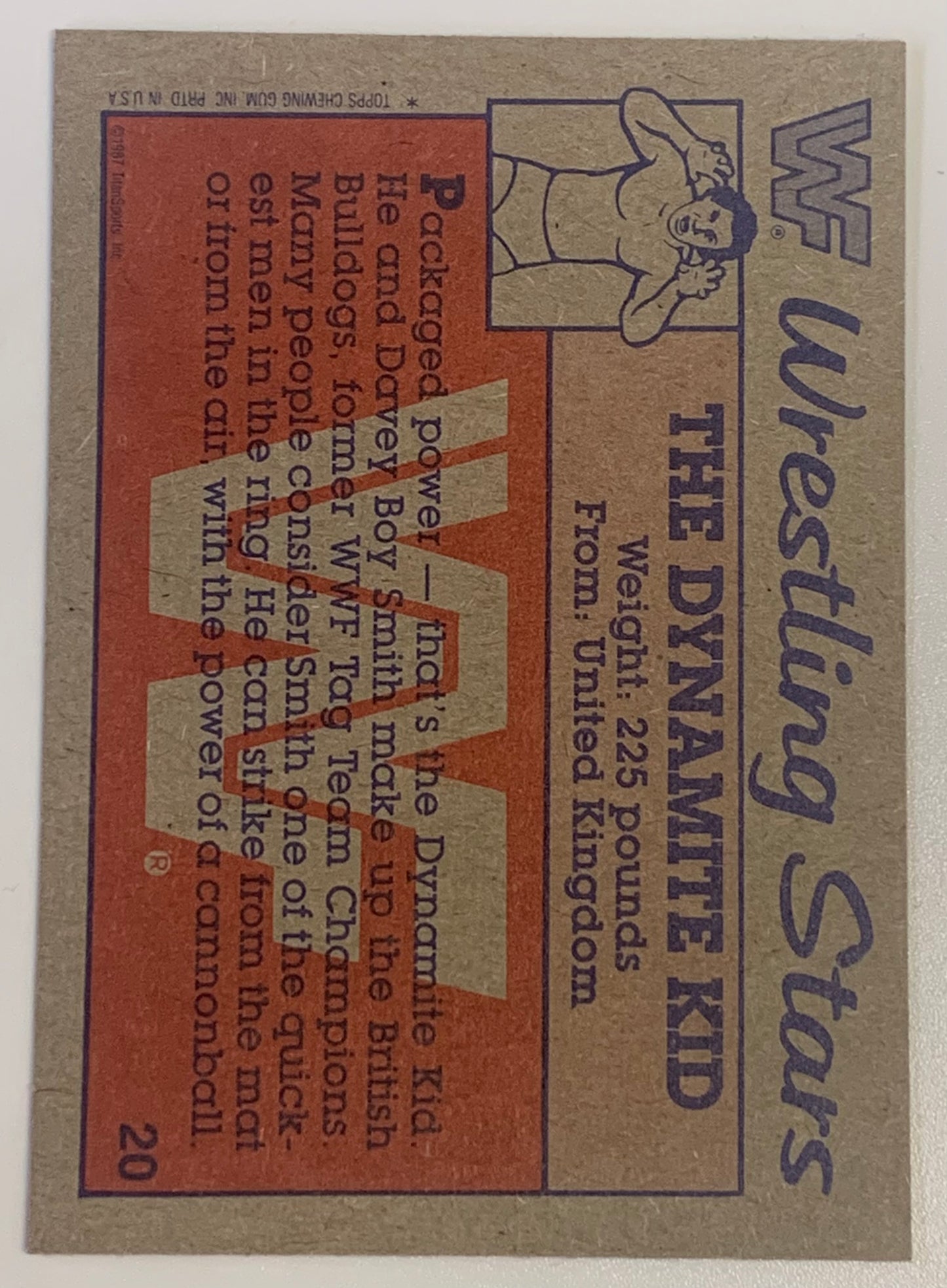 The Dynamite Kid 1987 WWE Topps ROOKIE Card