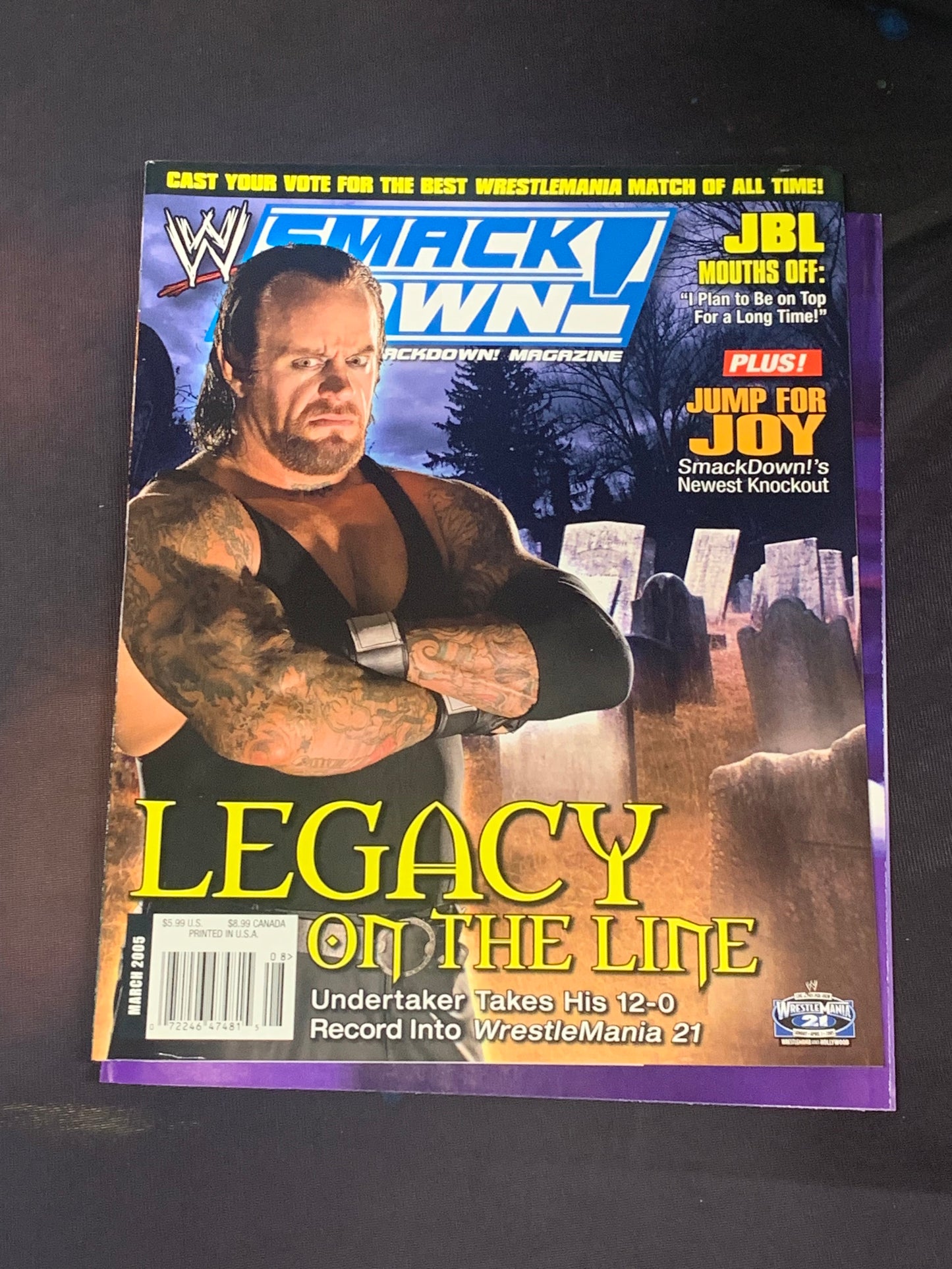 WWE Smackdown Magazine March 2005 (HUGE Double Sided Undertaker Poster Inside)