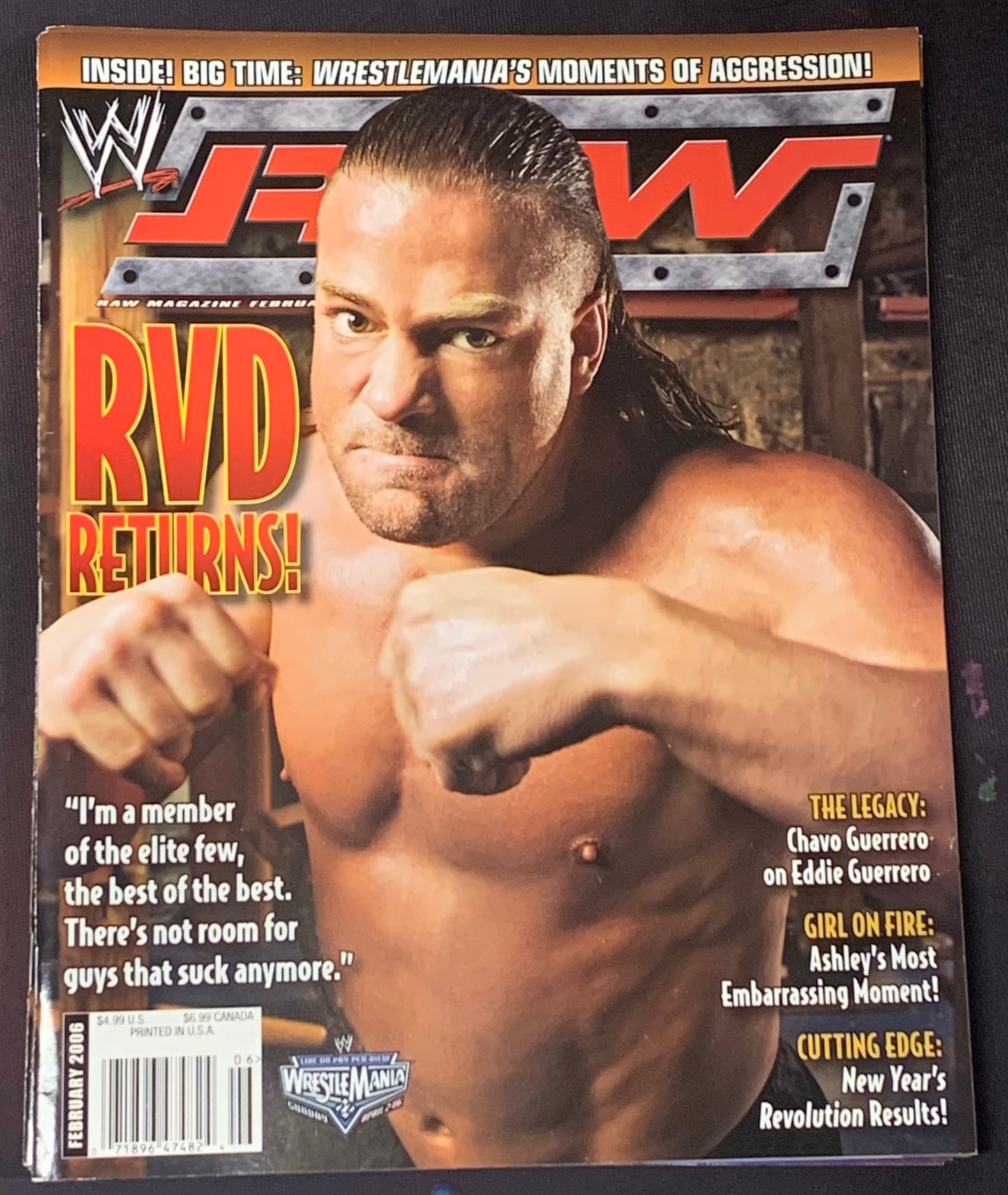 WWE RAW Magazine Feb. 2006 RVD (Poster of Rob Van Dam Inside)