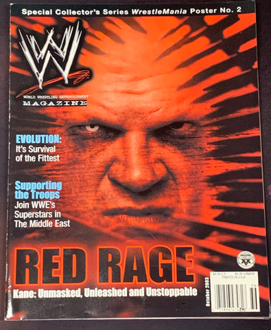 WWE Magazine Oct. 2003 KANE (Collectors Series WrestleMania Poster Inside)!!!