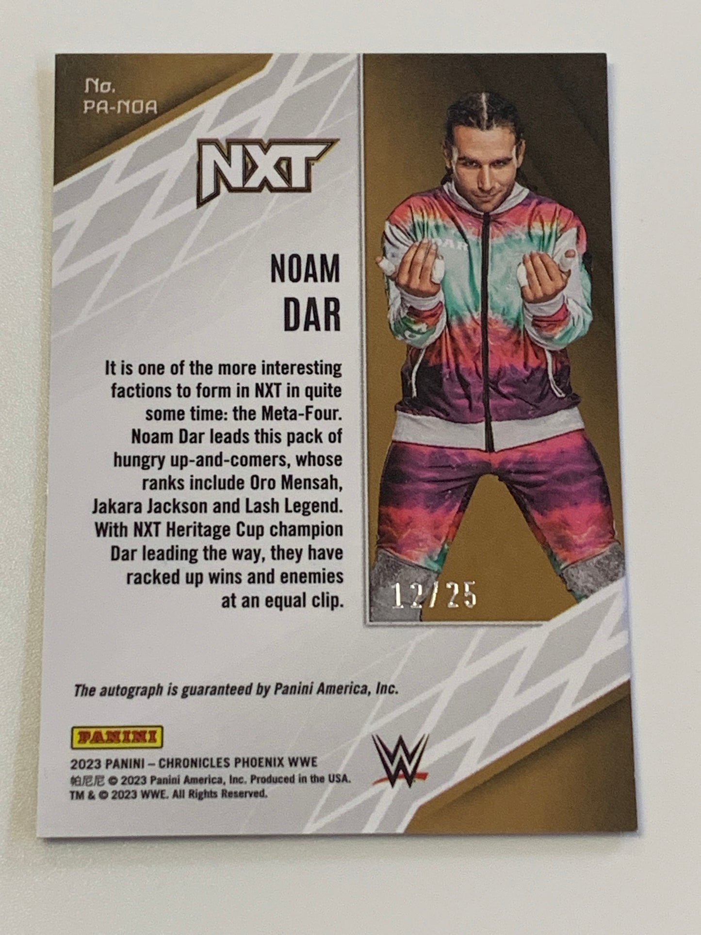 Noam Dar 2023 WWE Chronicles Phoenix Auto Card #12/25 NXT