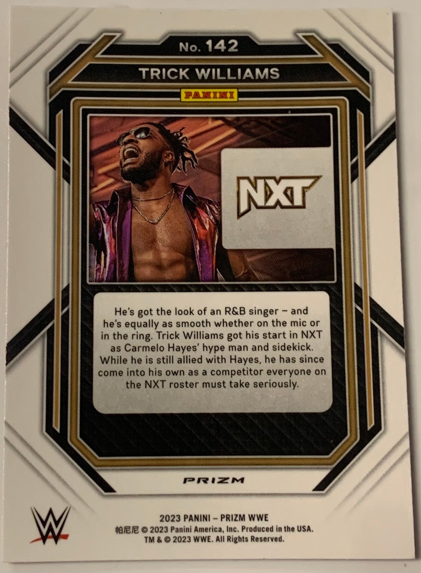 Trick Williams 2023 WWE NXT Panini Prizm Ruby Wave REFRACTOR Card