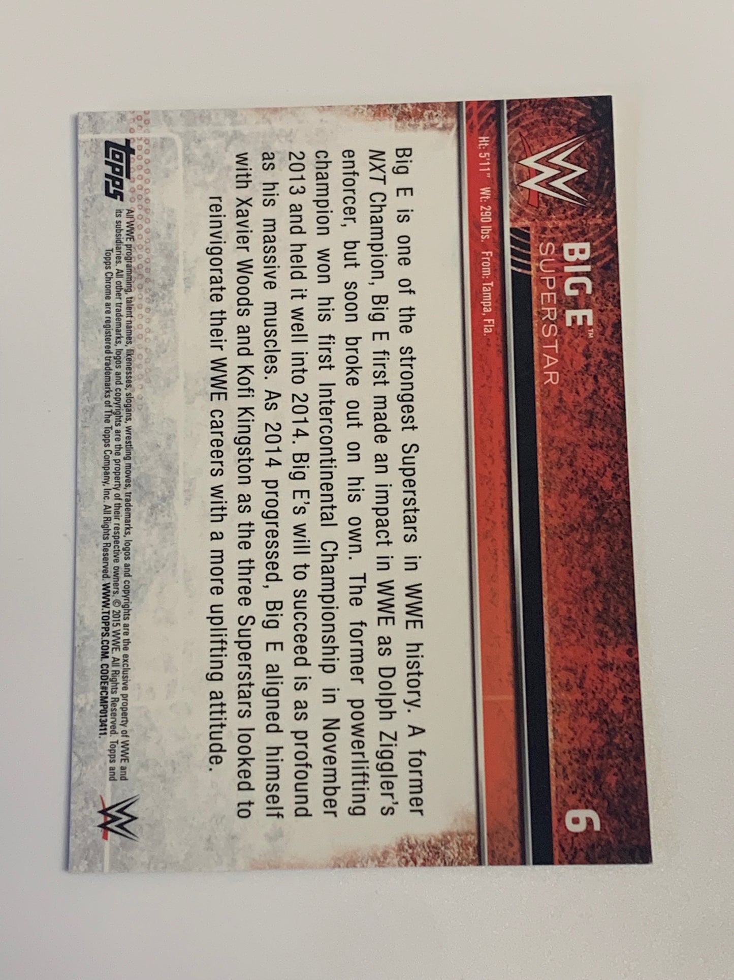 Big E 2015 WWE Topps Chrome Refractor