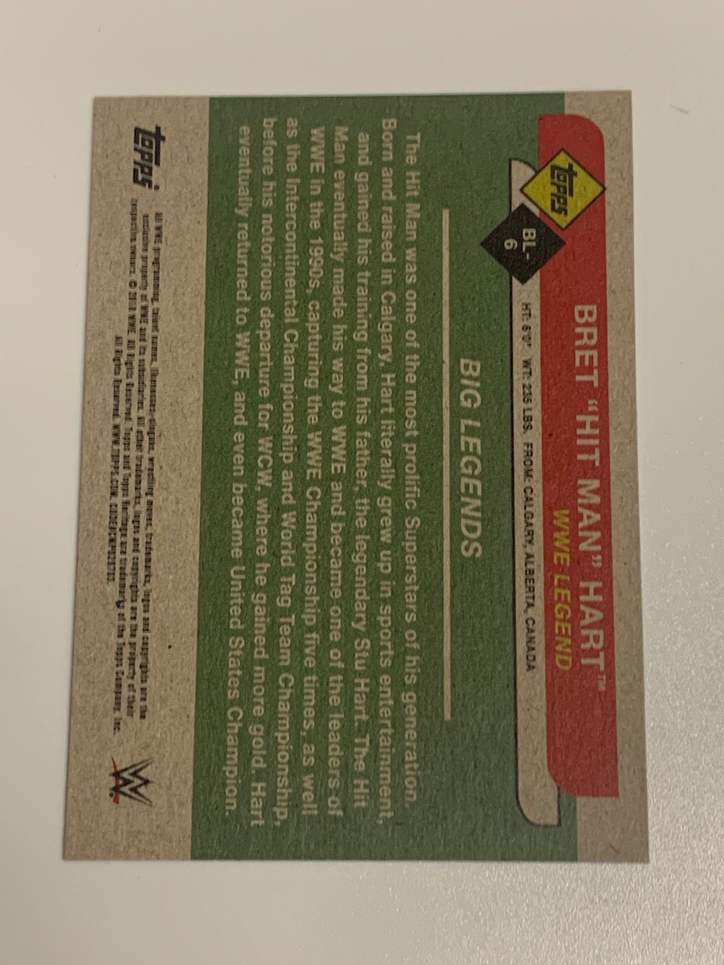 Bret “The Hitman” Hart 2018 WWE Topps Heritage