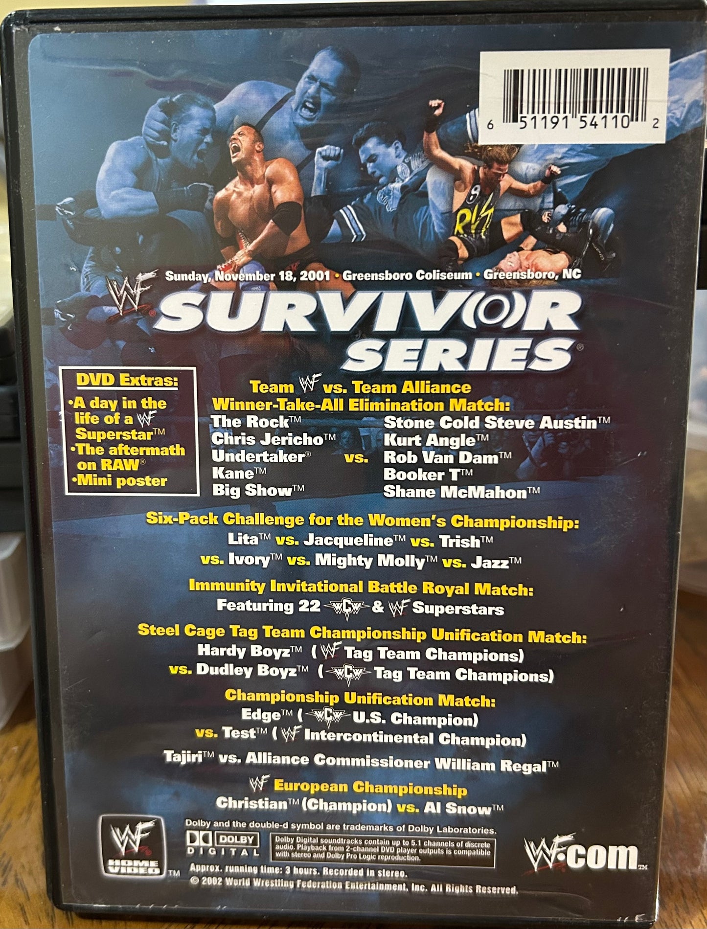 * WWE Survivor Series 2001 DVD (Rock, Austin, Jericho, Undertaker & so much more)