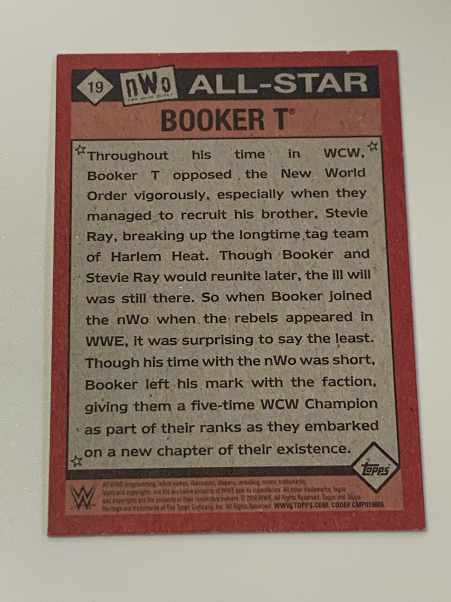 Booker T 2016 WWE Topps Heritage All-Star Card NWO