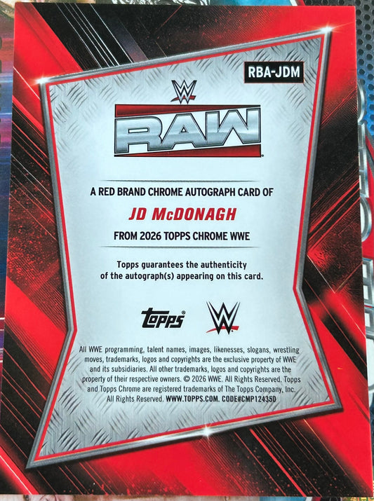 + JD McDonagh 2026 WWE Topps Chrome AUTO Red/Blue Refractor #88/150
