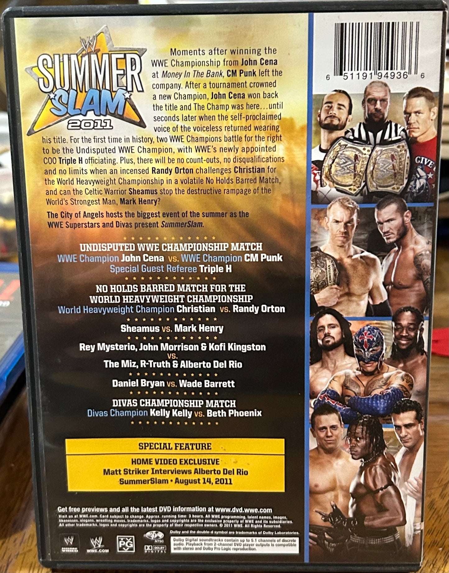 * WWE Summer Slam 2011 DVD (Cena, CM Punk, Triple H & so much more)