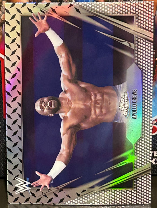 + Apollo Crews 2026 WWE Topps Chrome Diamond Plate REFRACTOR Card