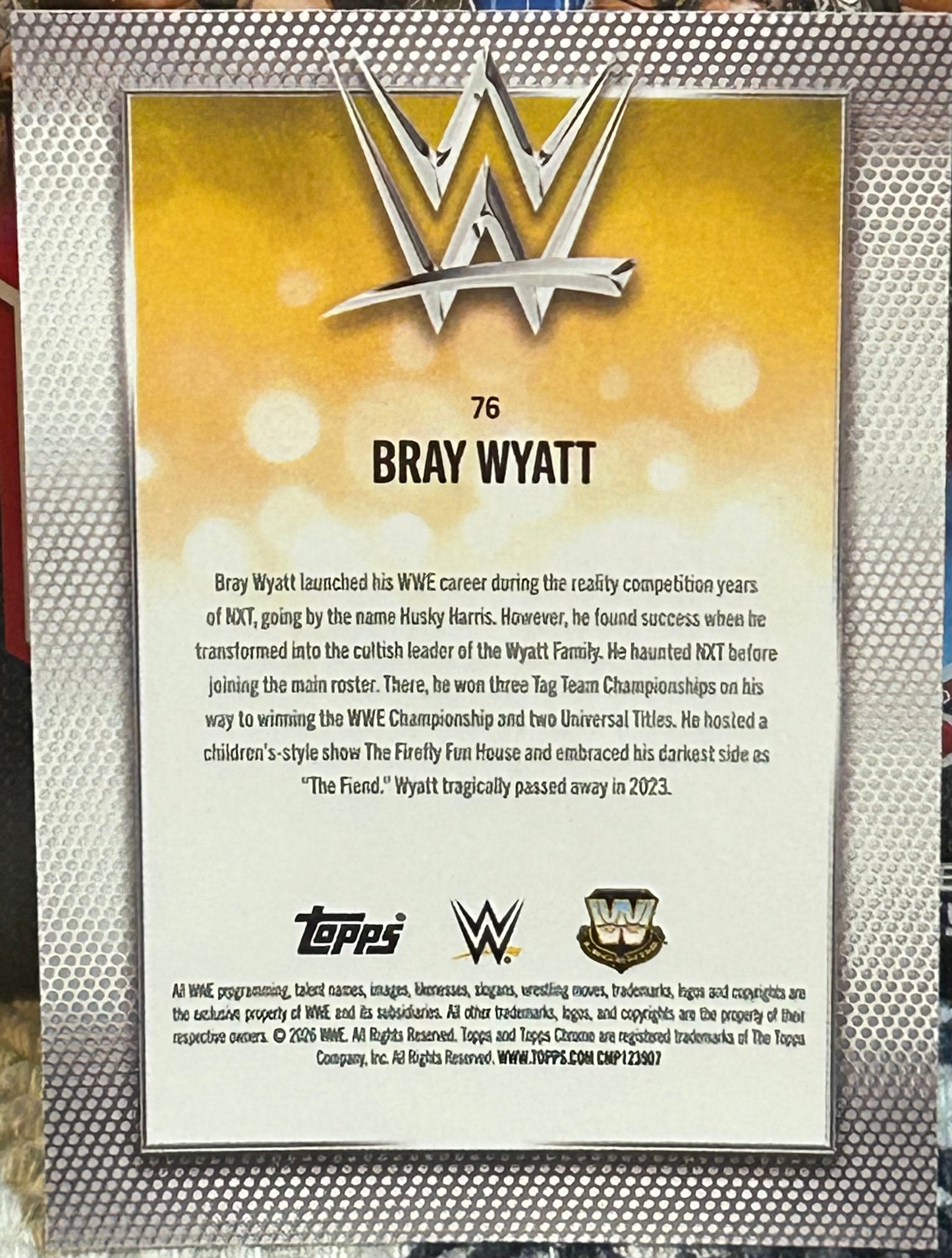 + Bray Wyatt 2026 WWE Topps Chrome Card