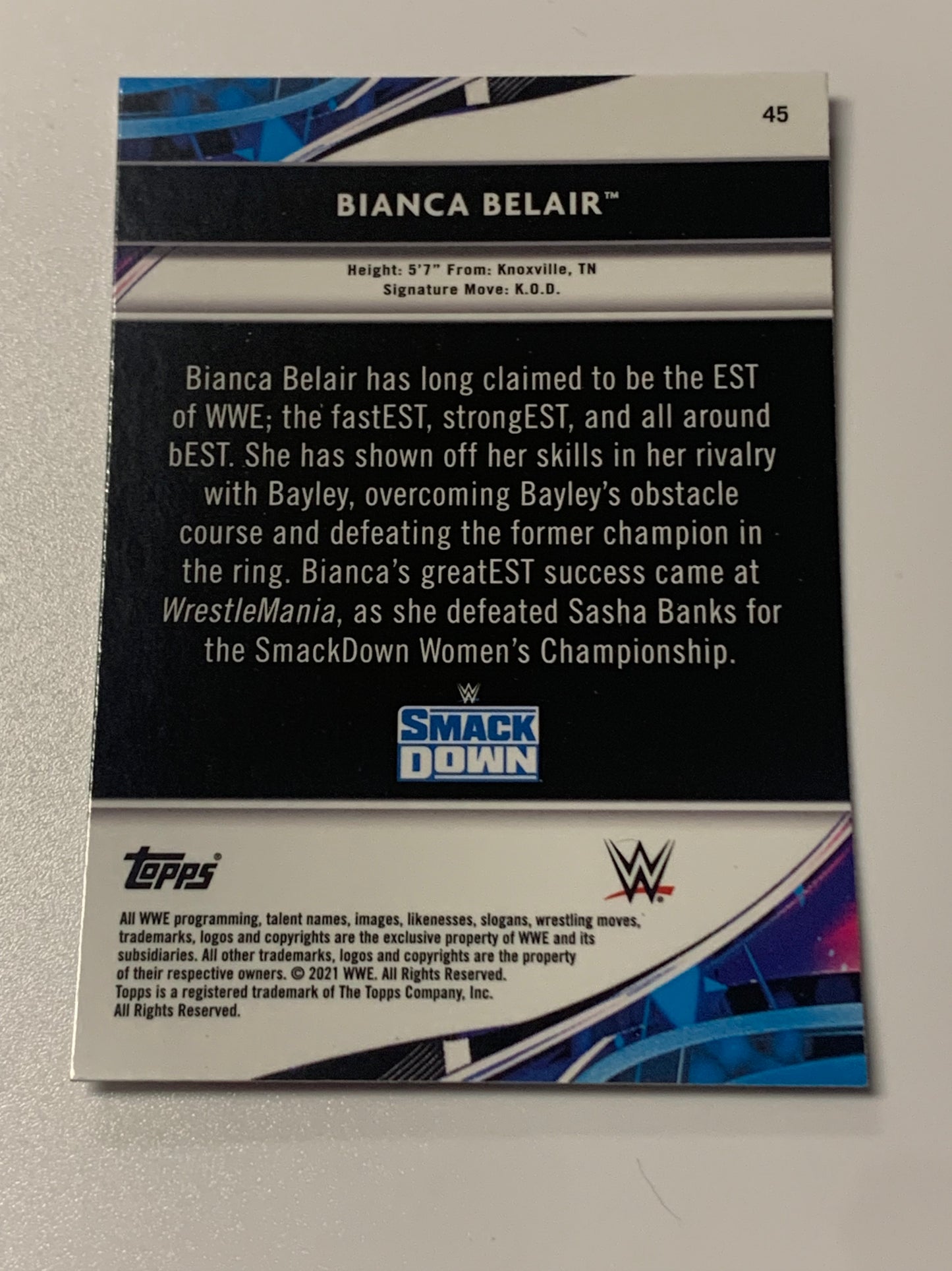 Bianca Belair 2021 WWE Topps Finest Card