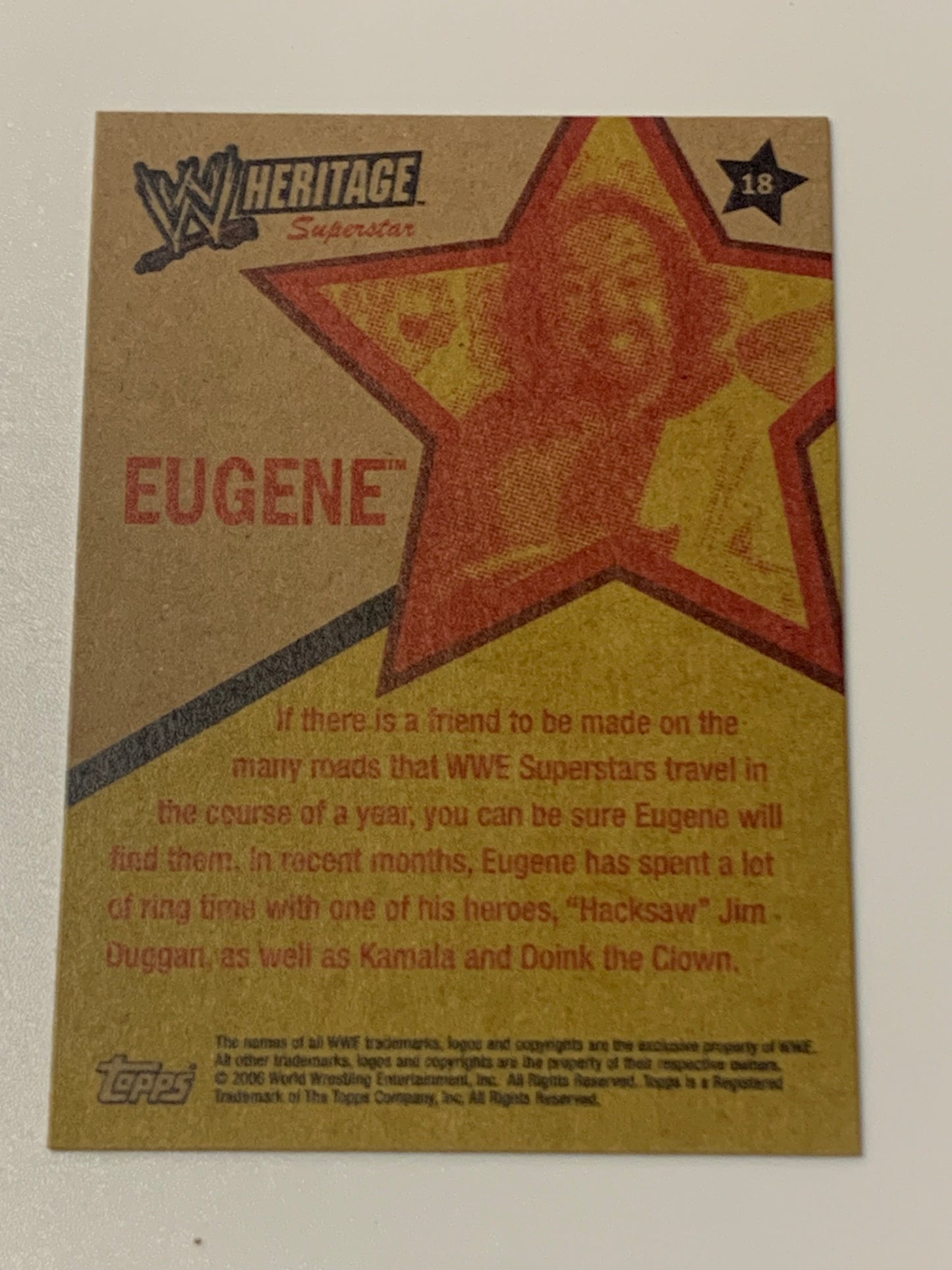 Eugene 2006 WWE SIGNED Topps Heritage COA