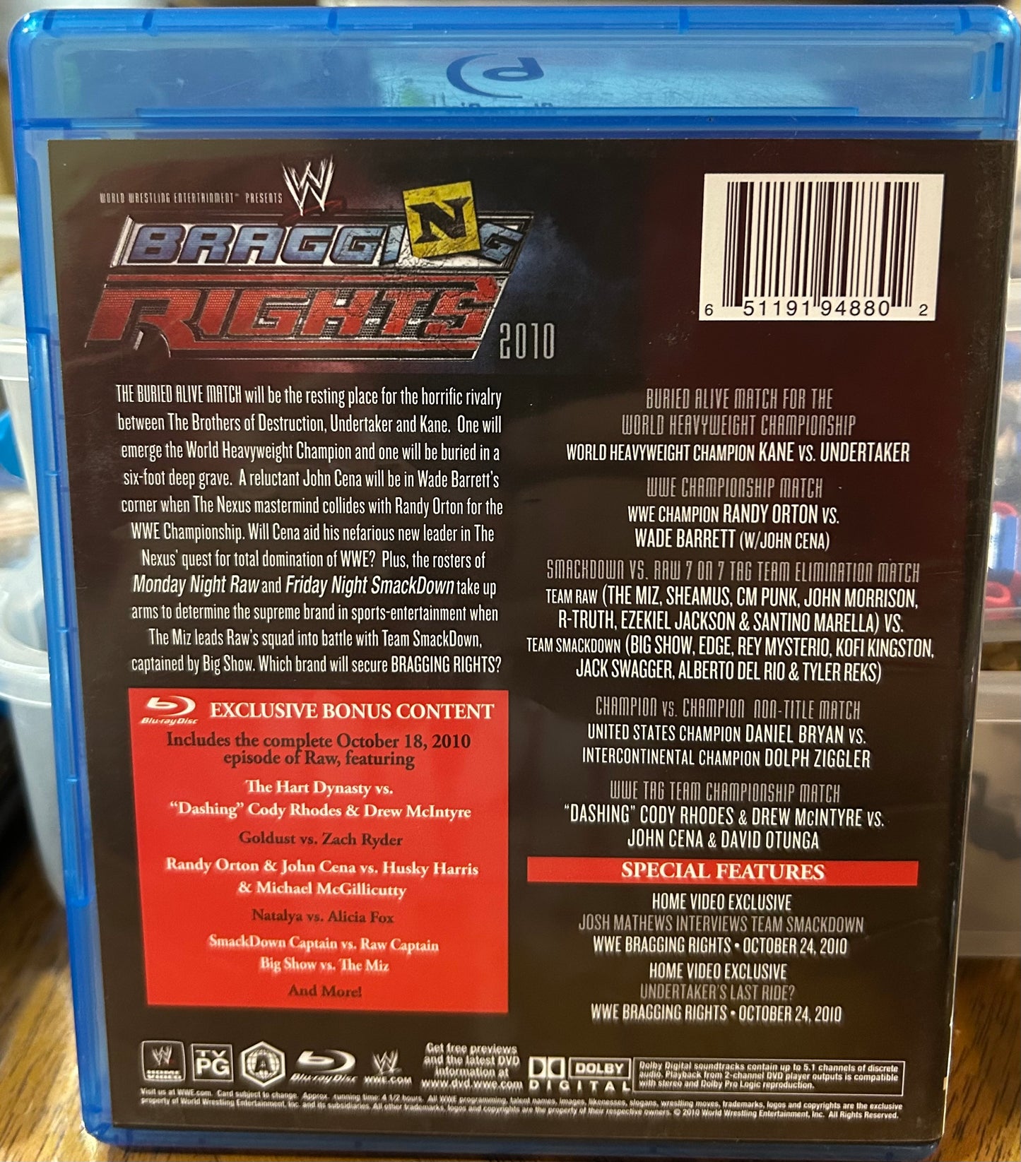 * WWE Bragging Rights 2010 Blu-ray (Cena, Undertaker & so much more)