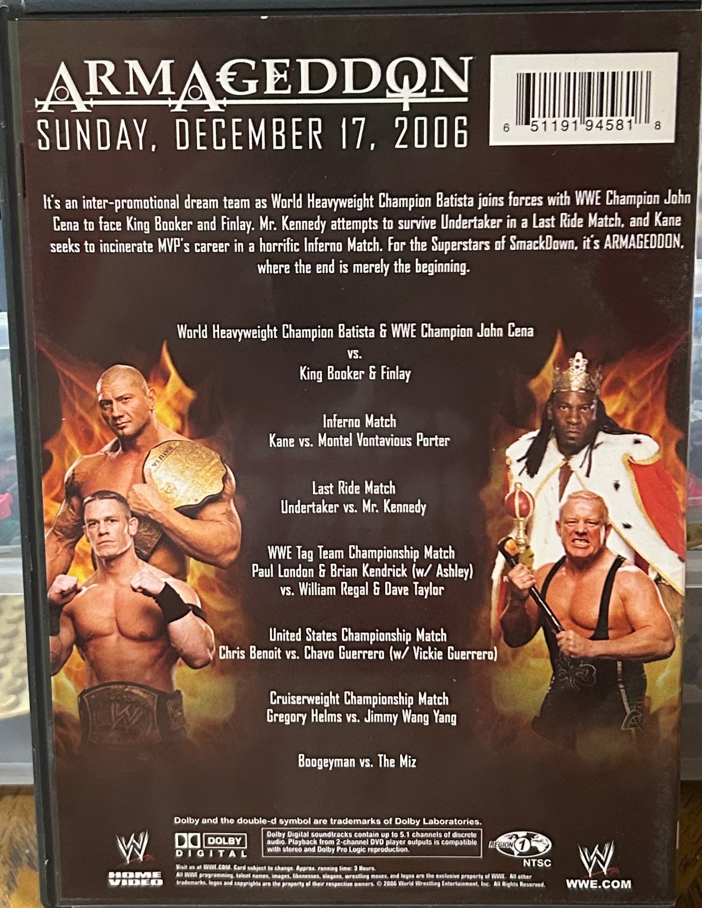 WWE Armageddon 2006 DVD (Kane, King Booker, Cena, Orton)