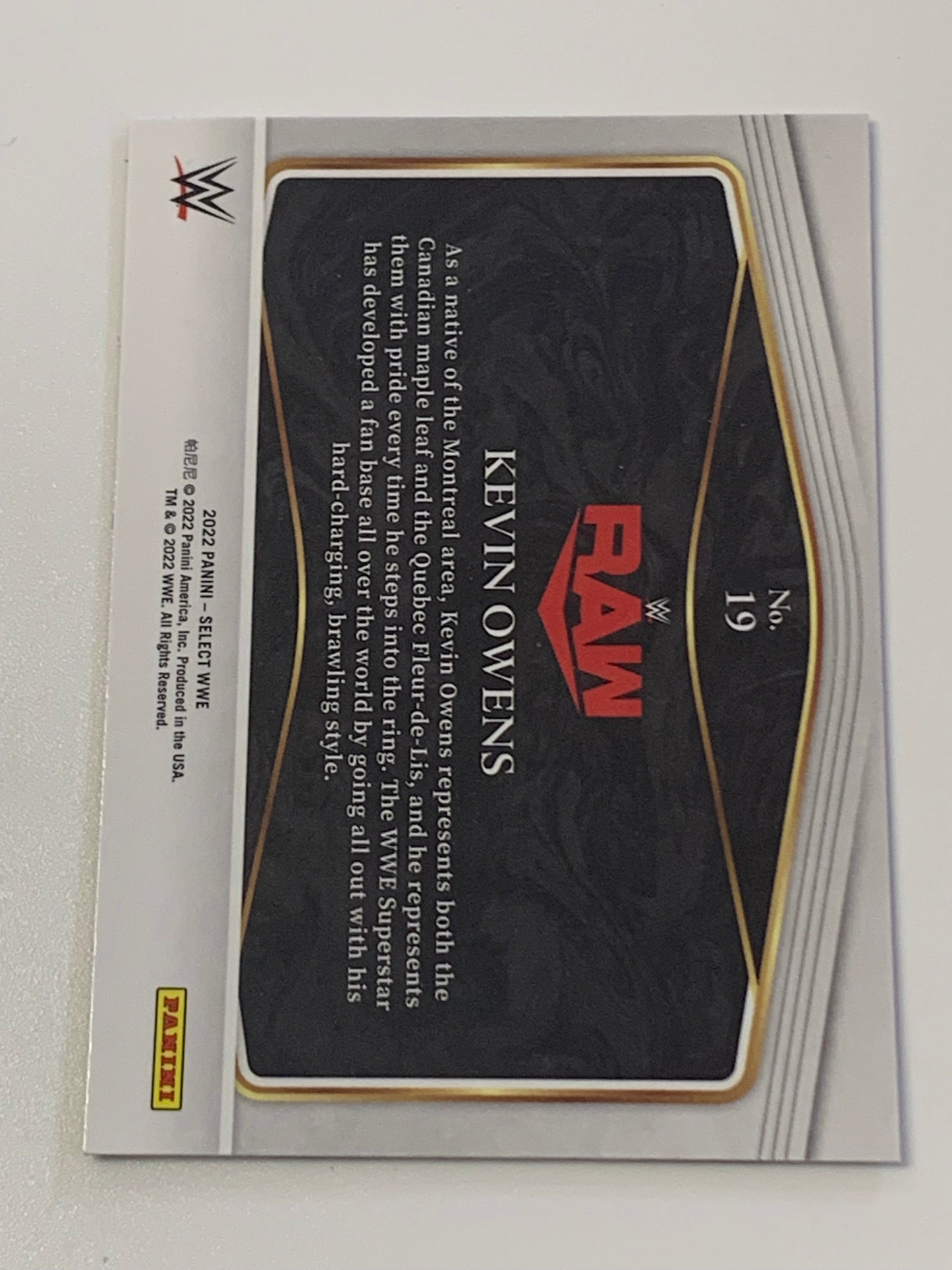 Kevin Owens 2022 WWE Panini Select “Global Icons” Card