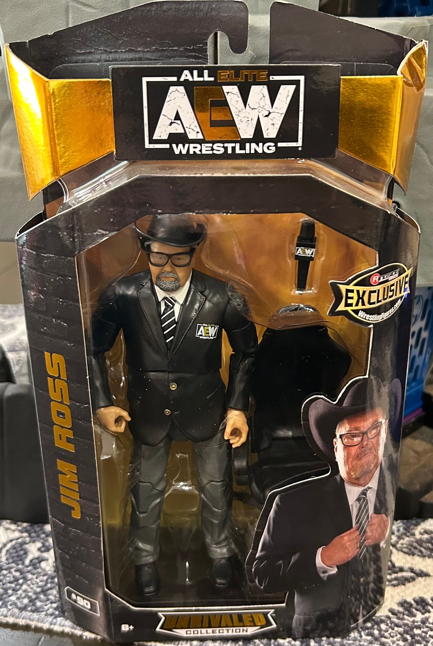 + Jim Ross AEW Exclusive “Unrivaled Collection” Action Figure (Sealed, Never Opened)