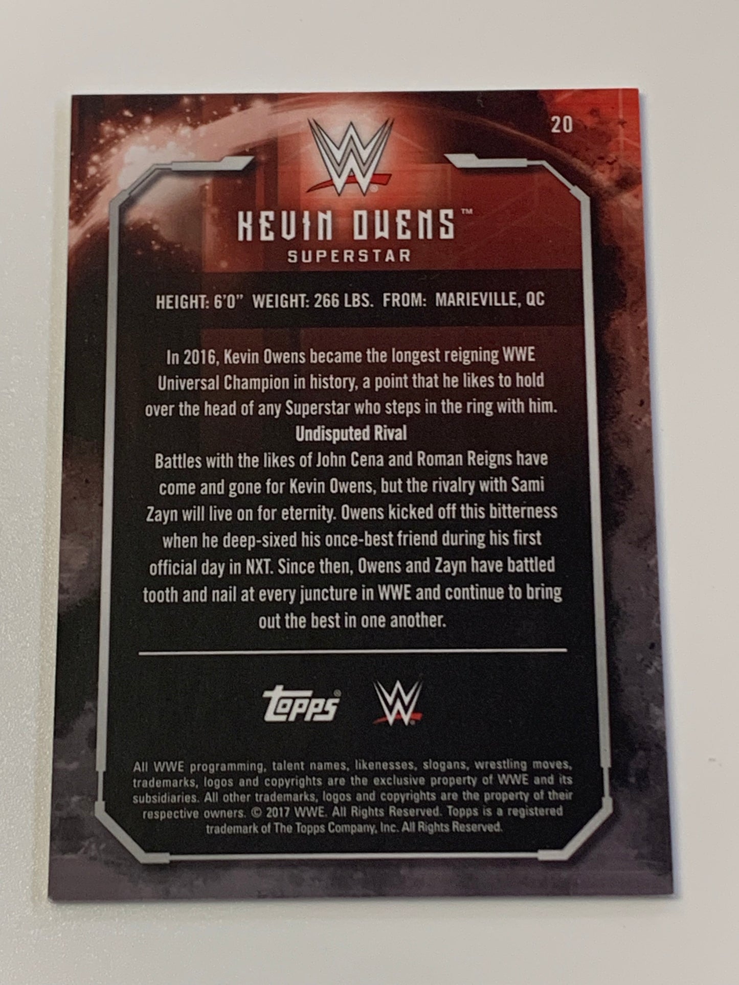 Kevin Owens 2017 WWE Topps Undisputed Card