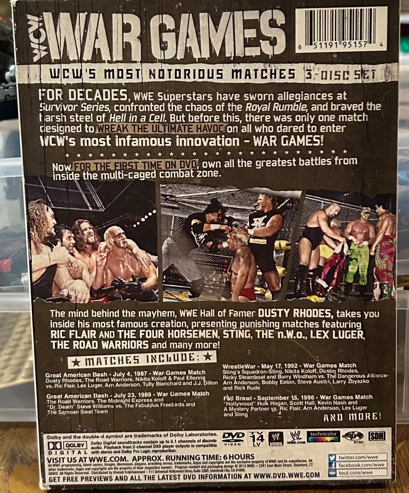 War Games “WCW’w Most Notorious Matches” DVD (3-Disc Set) Road Warriors, Ric Flair, Sting & so much more)