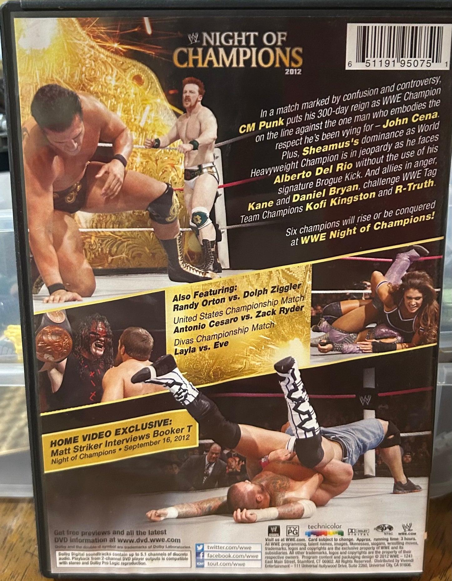 * WWE “Night of Champions 2012” DVD (CM Punk, John Cena, Del Rio & so much more)