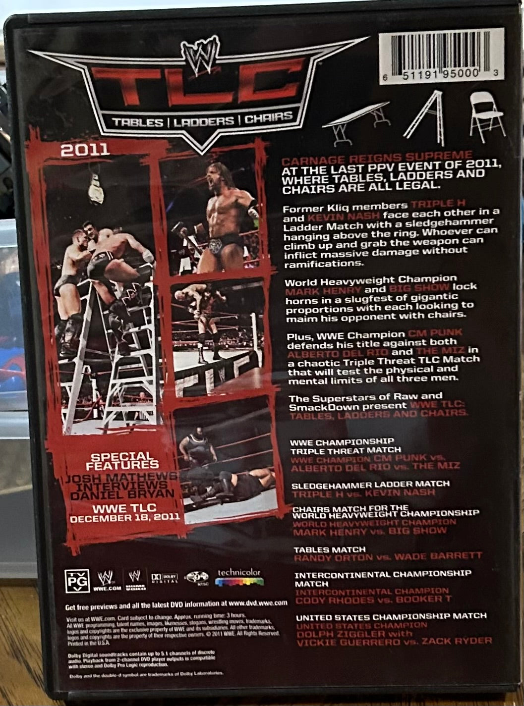 * WWE “TLC Tables, Ladders & Chairs 2011” DVD (CM Punk, Triple H, Kevin Nash & so luch more)