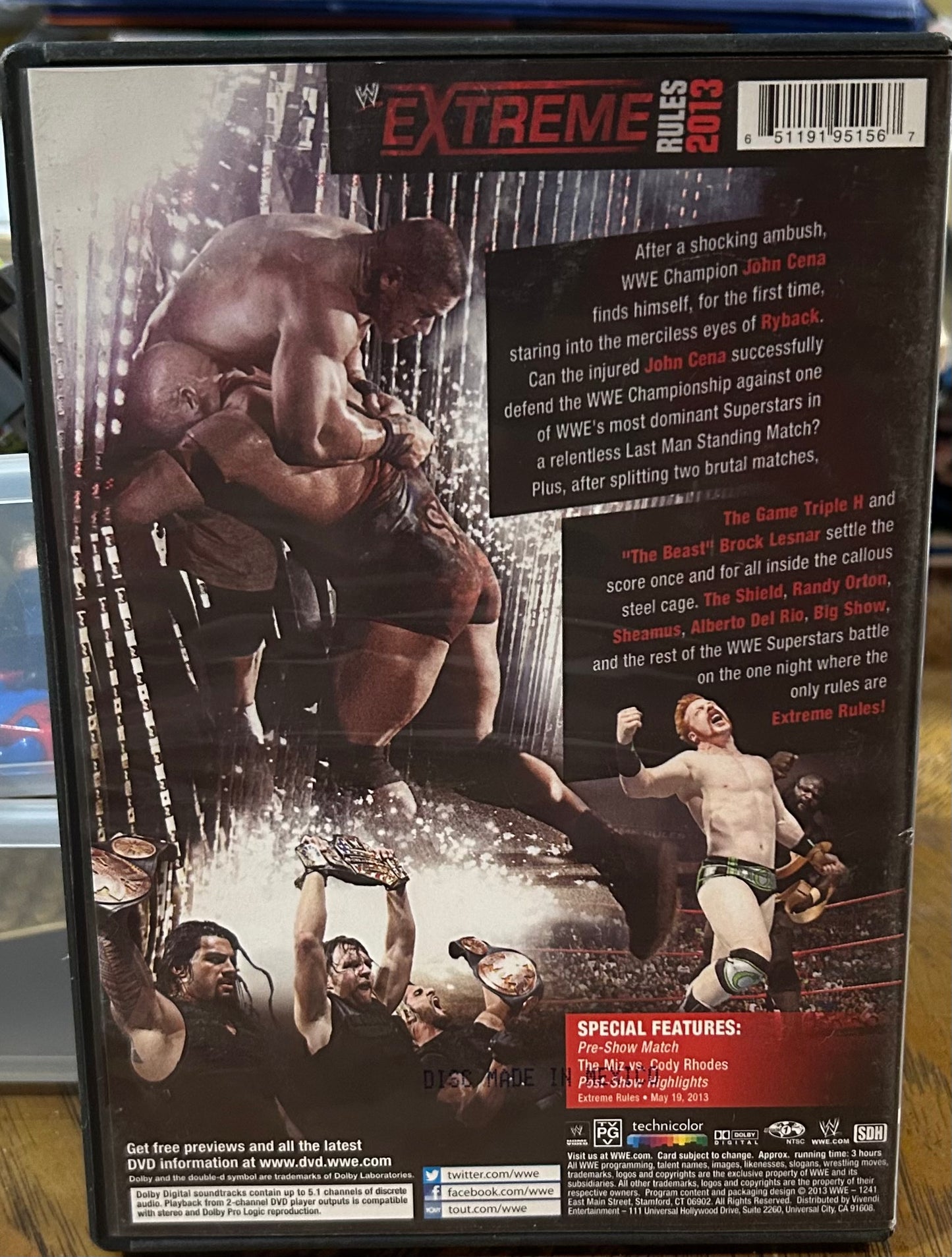 WWE “Extreme Rules 2013” DVD (Brock Lesnar, Triple H & so much more)