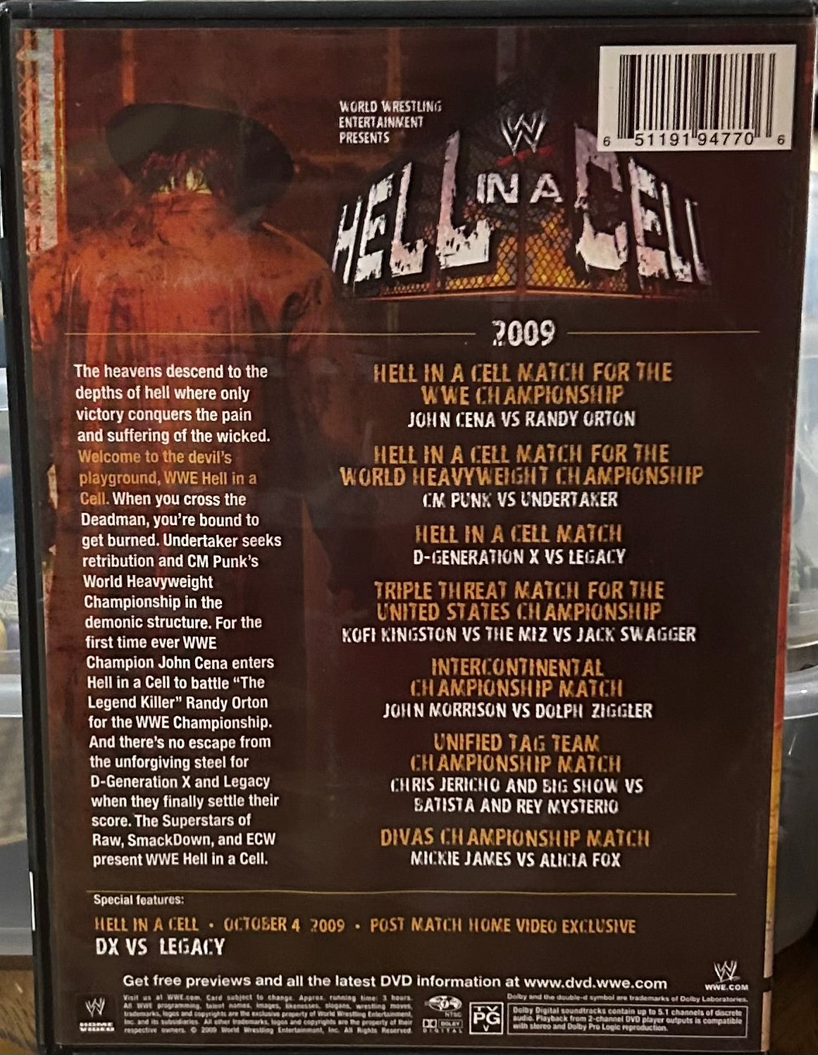 * WWE “Hell in a Cell 2009” DVD (The Undertaker, CM Punk, Orton & so much more)