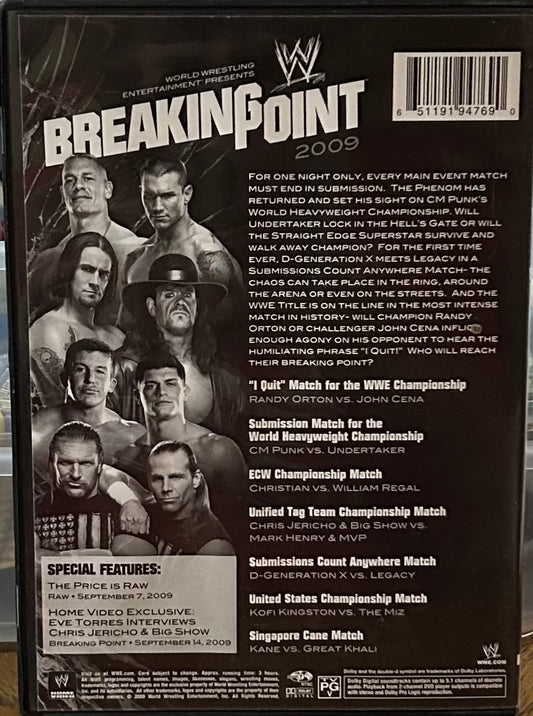 WWE “Breaking Point 2009” DVD (Triple H, Orton, Cena & so much more)